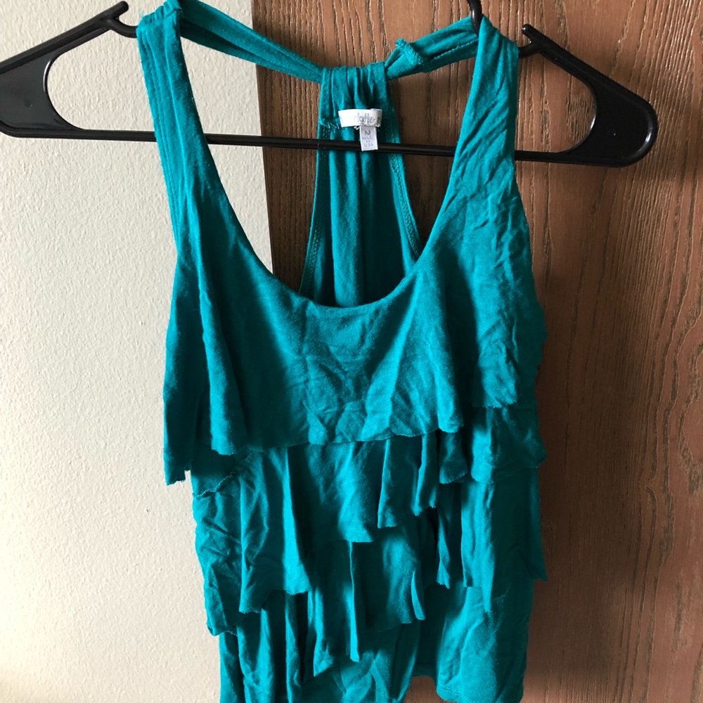 Cute turquoise ruffle top